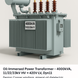 4000kVA Oil‐Immersed Transformer Dyn11 – 11/22/33kV to 420V
